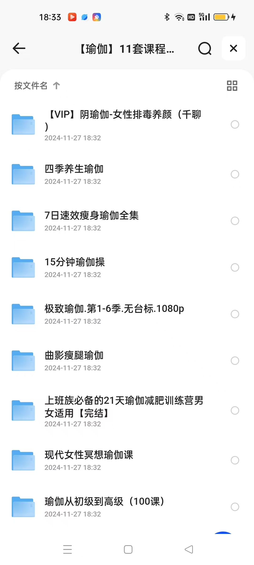 今天刚花999买的11套瑜伽全套课程106G